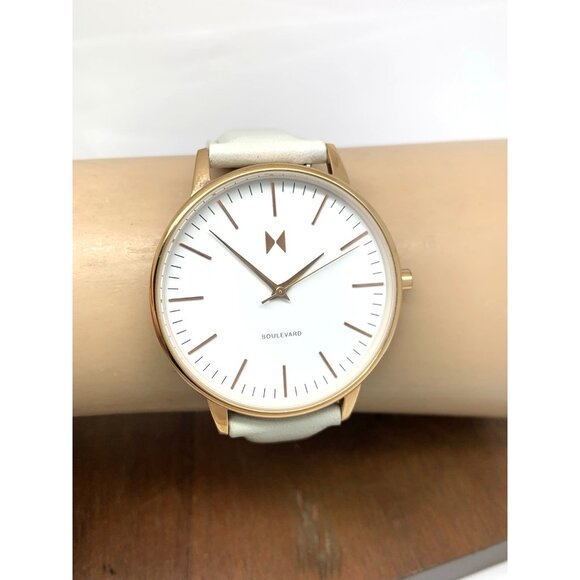MVMT Women\'s Watch Boulevard Quartz Rose Gold White Dial Gray Leather Band 38mm main image 10